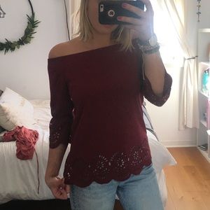 off the shoulder, Maroon, stylish shirt